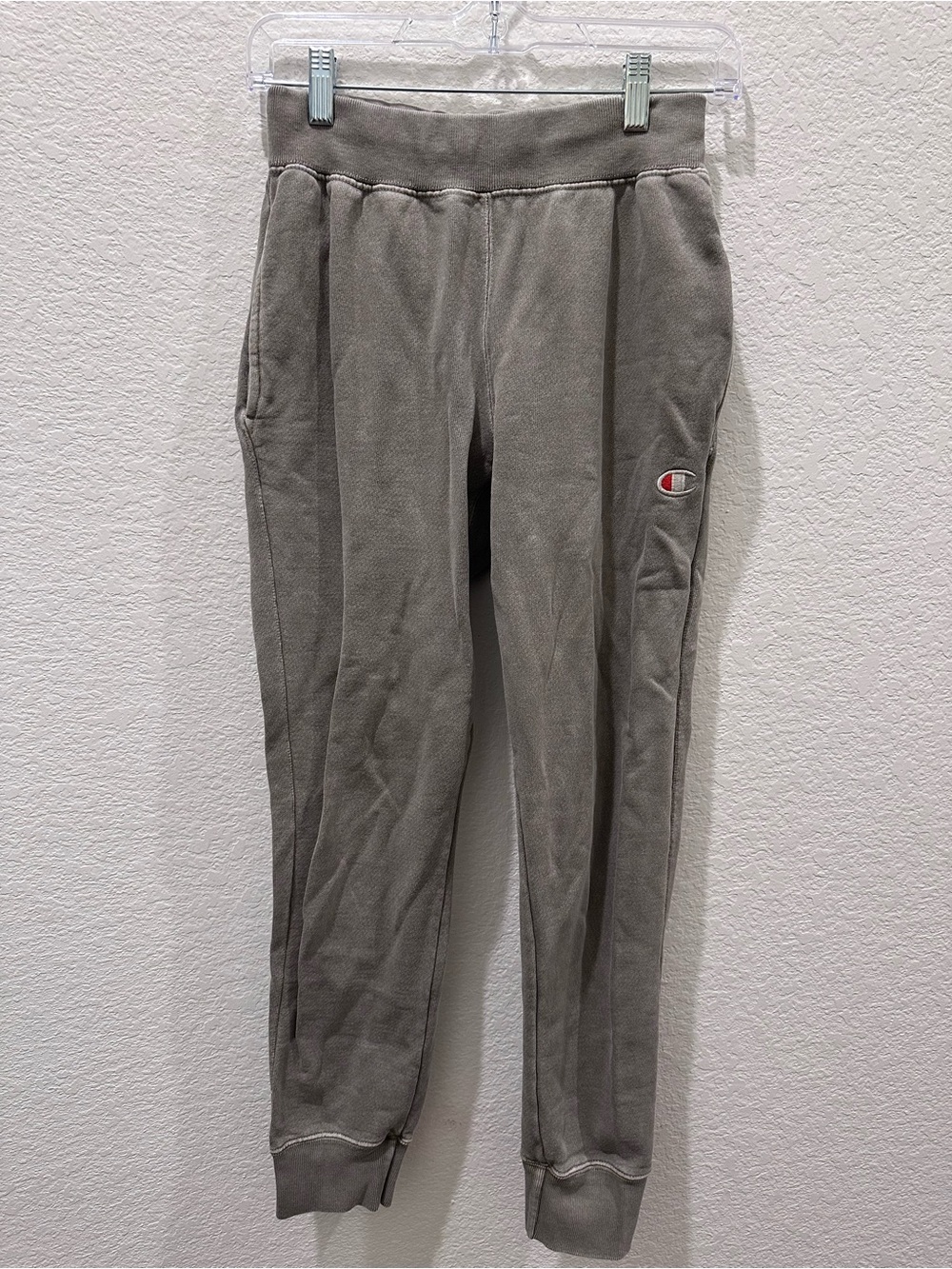 Champion Reverse Weave Joggers Mens Small Taupe‎ Brown Fleece Sweatpants C Logo